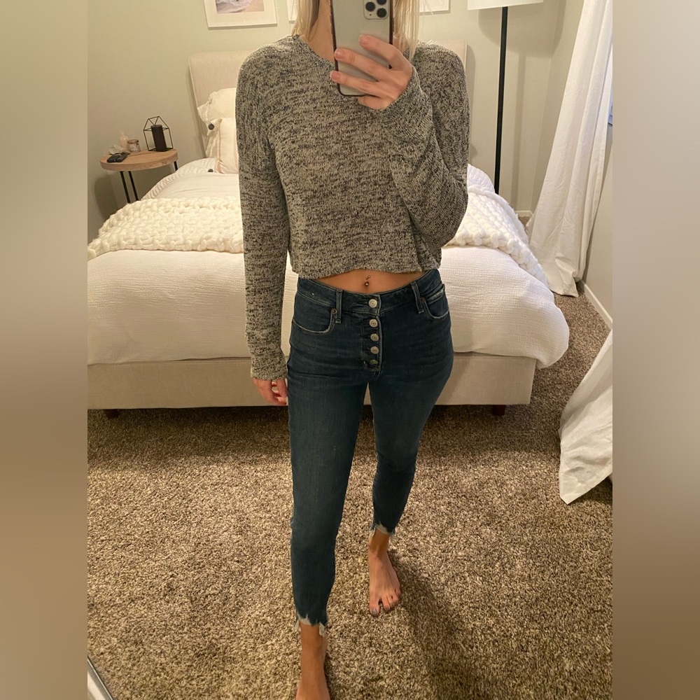 Gray crop with back detail